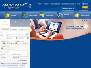 Скриншот сайта Aeroflot.Ru