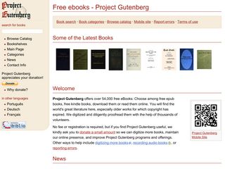 Скриншот сайта Gutenberg.Org