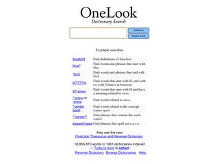 Скриншот сайта Onelook.Com